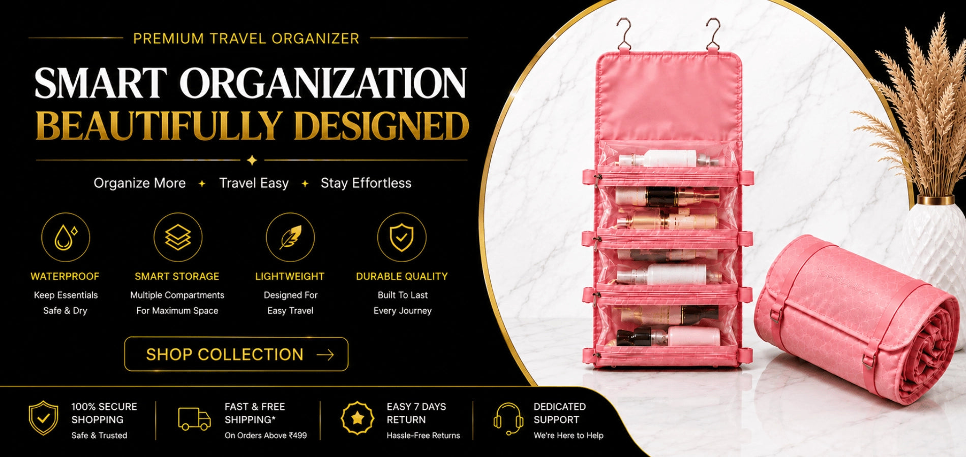 KPM WORLD™ mobile hero banner displaying premium travel organizers, home storage products, and everyday lifestyle essentials.1621243260e1af0c20-2