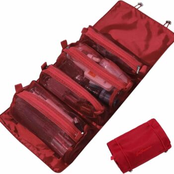 4 in 1 Large Capacity Cosmetic Organizer Mesh Bag (Red)