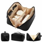 Women’s Large Capacity Leather Cosmetic Bag (Black)